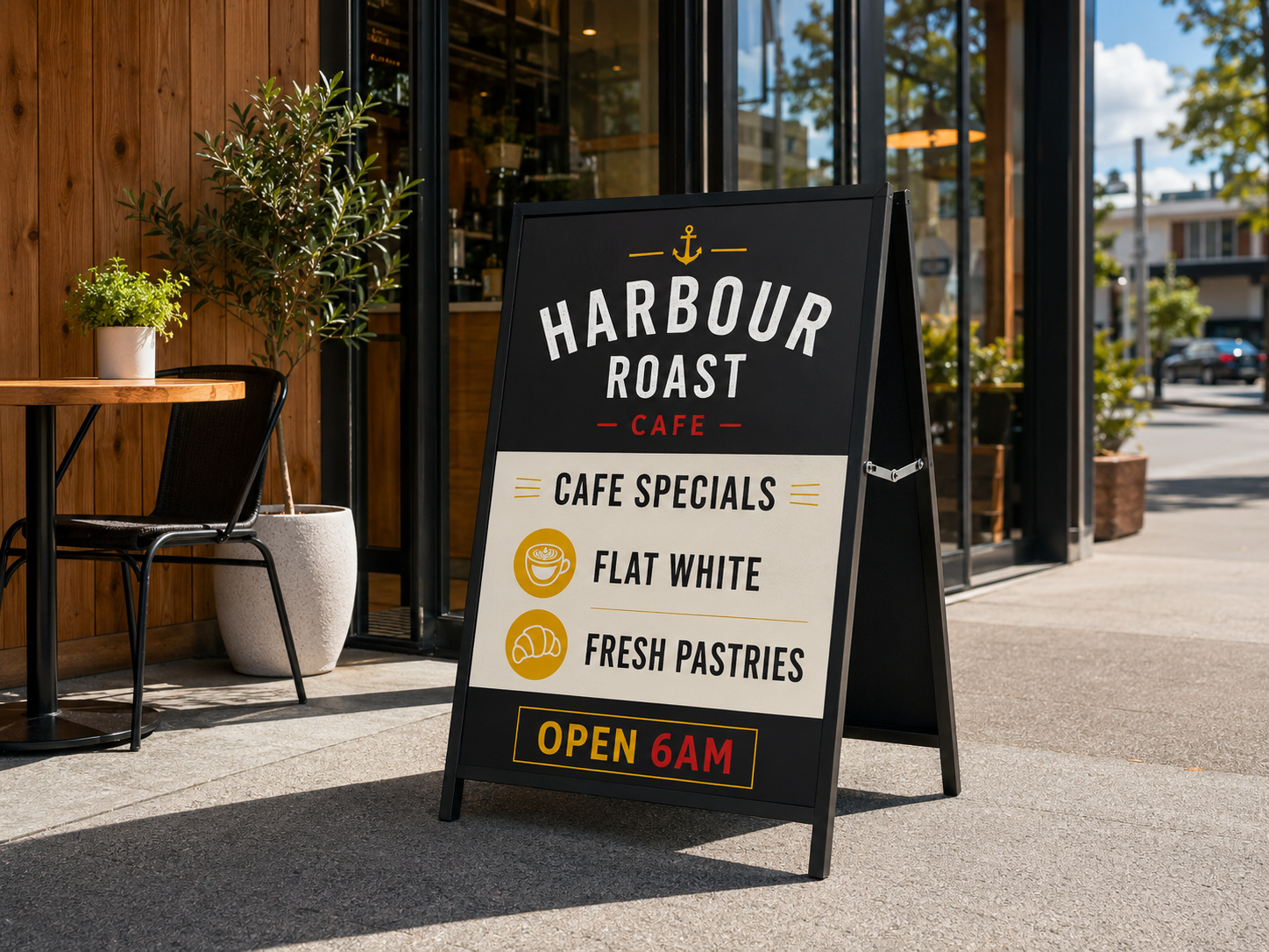 Cafe board signage Cafe sandwich board Auckland daily special sign